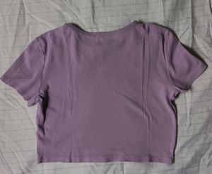 Zara Lilac Ribbed Crop Top - Size M