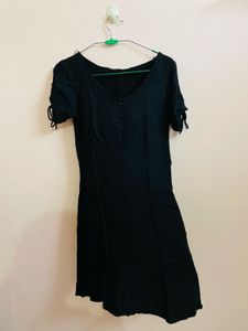 V Neck Black Dress
