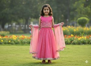 Pink Ethnic Lehenga Choli Set