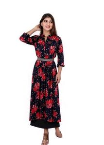 Floral Print Maxi Dress with Belt