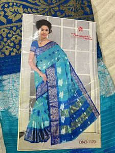 Teal &amp; Blue Floral Sari