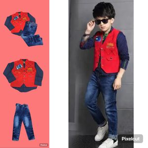 Boys Shirt And Jeans With Basket