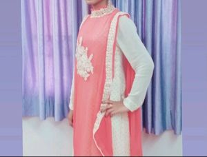 Beautiful Pink & White Dress For Girls