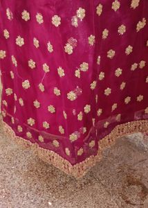 Magenta &amp; Gold Embellished Ethnic gown