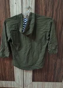 Olive Green Kids Hooded Shirt