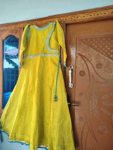 Elegant lime green &amp; Blue Anarkali