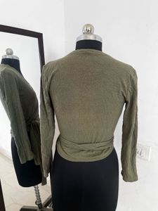 Olive Green Wrap Top - Stylish &amp; Chic