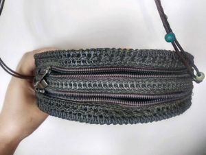 Round Beaded Shoulder Bag