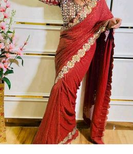 kerwa sepcial offer red Saree bye one get Two