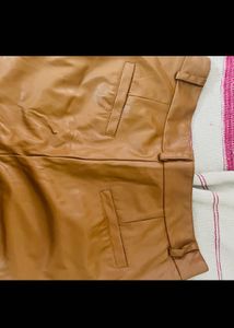 Shein Brown Leather Jeans Pants
