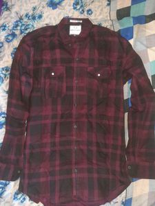 Burgundy Plaid Flannel Shirt