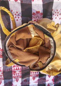 Bright yellow upcycled velvet carry bag ♻️💛