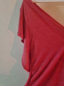 Pink Ruffle Sleeve Wrap Style Top From Azorte