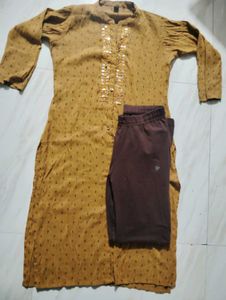 Gold Embellished Kurti Set