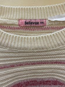 Pink &amp; White Knit Korean Style Pullover Sw
