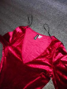 H&amp;M Bodycon Red Velvet Mini Dress