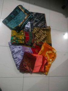 10 Piece Orange Printed Saree