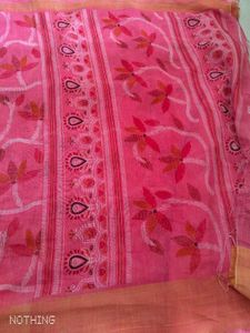 Printed Madhubani Cotton Blend Saree (Pink)