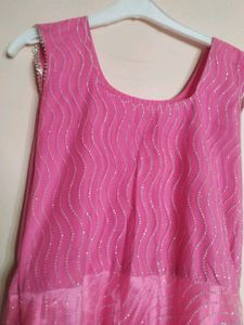Beautiful Pink Long Kurti With Plazo Dupatta 💗