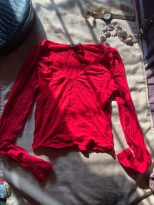 Red V Neck Top