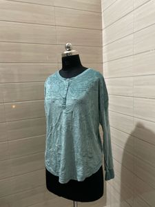 Teal nightwear shirt Long Sleeve Top