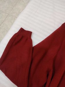 Korean Burgundy Cardigan with Ribbon