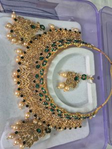 Emerald & Pearl Gold-Tone Jewelry Set