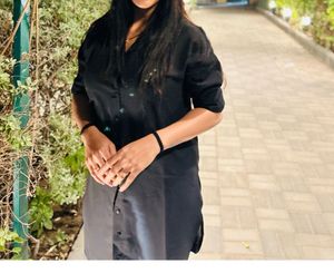 Black Button-Down Tunic