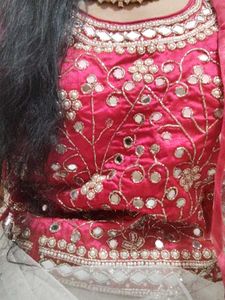 Elegant Pink &amp; White Lehenga Set