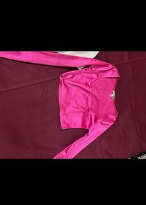 Pink Long Sleeve Crop Top