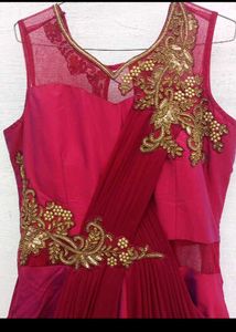 Elegant Maroon Embroidered Gown