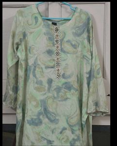 Elegant Light Green Kurta Set With Pants