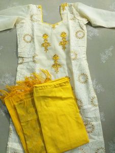 White And Yellow Kurta Set