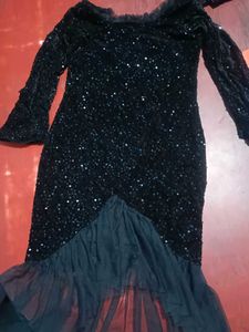 Black Sequin Velvet Mermaid Dress