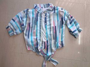 Striped Tie-Front Shirt