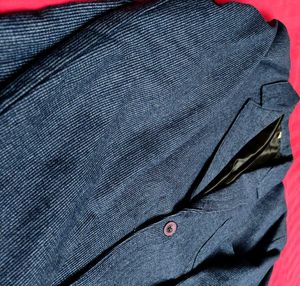 Men Blue Fully Stitched Textured Blazer