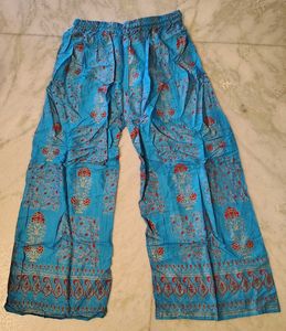 Boho Print Palazzo Pants Foil Work