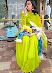 Neon Gown With Dupatta