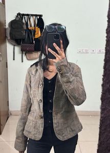 GAP Vintage 90s Brown Patchwork Jacket Blazer