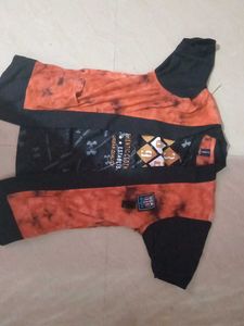 Orange &amp; Black Graphic Print Shirt