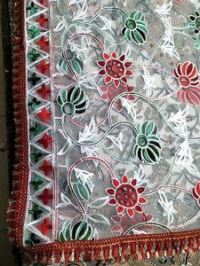 Beautiful White Net Dupatta With Embroidery