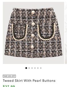 Y2K Tweed Skirt With Pearl Buttons 🫧