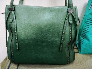 Green Studded Tote Bag