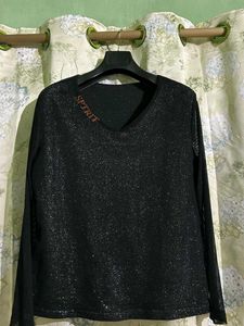 Sparkly Black Long Sleeve Top