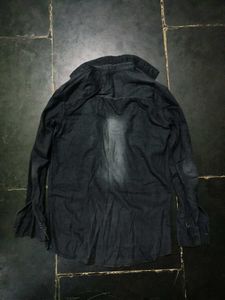 Vintage Black Denim Acid Wash Shaded Button-Down