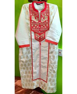 NEW OFF WHITE &amp; RED COMBINATION KURTI WITH LAGGING