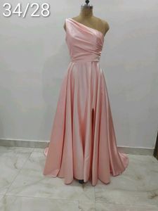 Elegant Peach One-Shoulder Gown