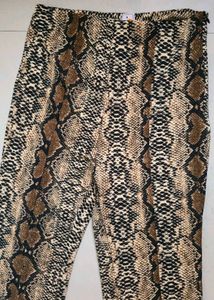Snakeskin Print Flared Pants