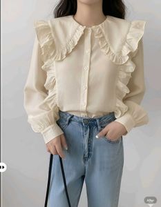 New with tag Pinterest Ruffle Trim Long Sleeve Top