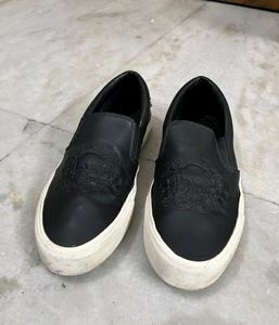 ZARA BLACK WHITE SLIP ON SNEAKERS UK 8